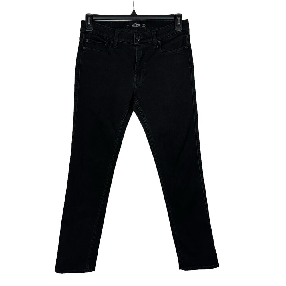 Hollister Mens SZ W30 L32 Slim Straight Jeans Stretch Zip-Fly Pockets Black